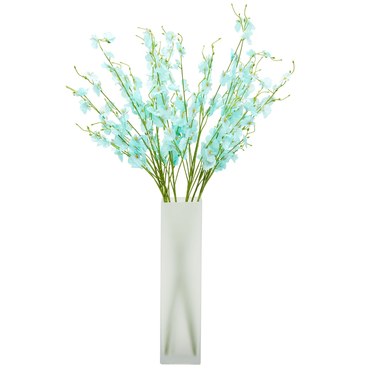 10 Pack Silk Dancing Lady Orchids, 36.5" Long Stem Artificial Butterfly Flowers for Home Decor (Blue)